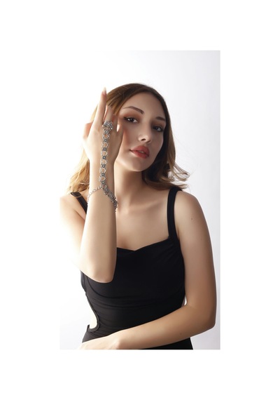 Antik Gümüş Kaplama Çiçek Motifli Dolama Formlu Ayarlanabilir Şahmeran Antik Gümüş