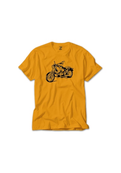 Kruvazör Motosiklet Çizim Sarı Tişört