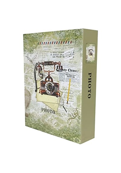 Albümü 10x15cm 200 Fotoğraf Kapasiteli Renkli Antika Telefon Desenli Anı Albümü