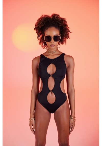 Holly Lolly Cutout Kesim H Aksesuarlı Daring Mayo Siyah