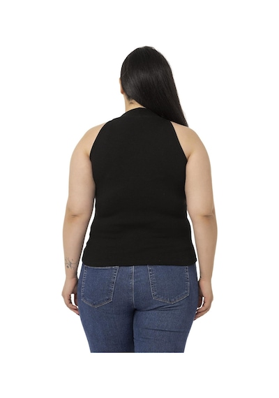 Disentis Büyük Beden Halter Yaka Yarım Balıkçı Fitilli Kaşkorse Siyah Body-siyah Siyah