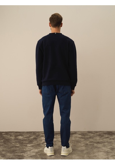 Xint Lacivert Regular Fit Bisiklet Yaka Pamuklu Sweatshirt 300291