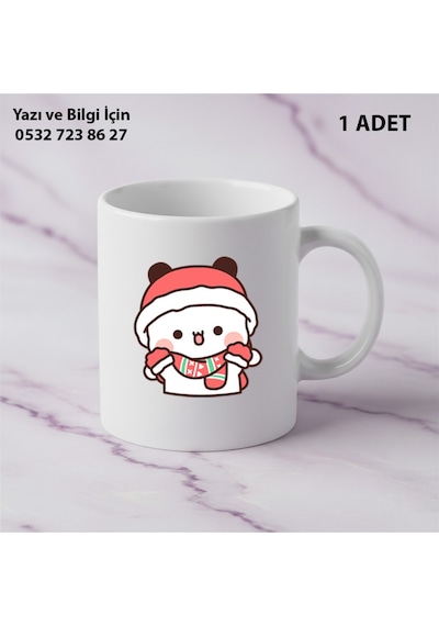 Dudu Ve Bubu Yıbaşı Yeni Yıl Tasarımlı Kişiye Özel İsimli Kupa Bardak Sevgiliye Hediye Beyaz
