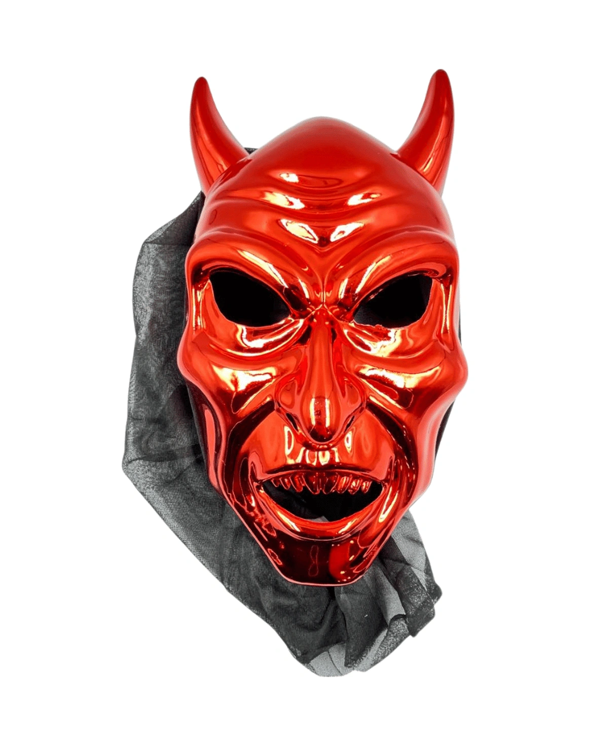Halloween Cadılar Bayramı Maske Şeytan Maskesi Parlak Kırmızı Metalik Arkası Tüllü Korku Aksesuarı Diğer