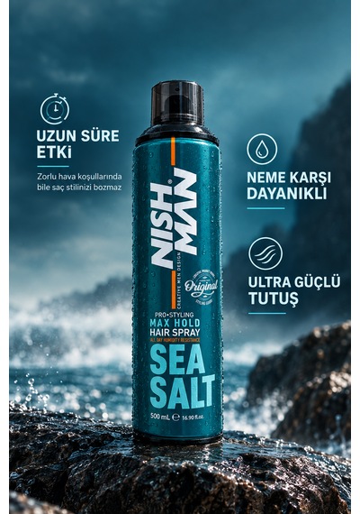 Nishman Ultra Güçlü Tutuş Saç Spreyi Deniz Tuzu Özlü Pro-styling 500 Ml