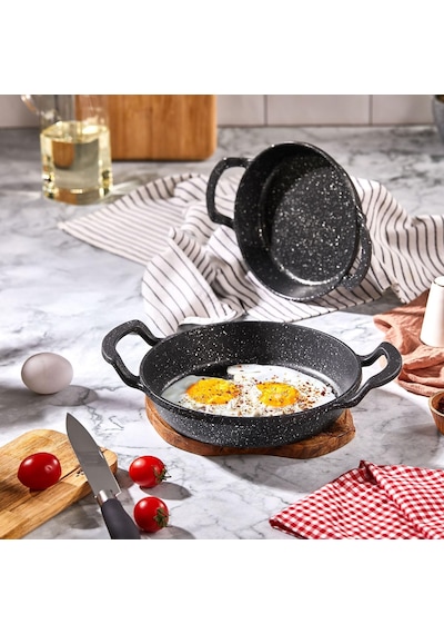 2'li Granit Alüminyum Döküm Sahan Seti Yapışmaz Yumurta & Kızartma Tavası Granit Omlet Tavası 18cm + 20cm Eşit Isı Dağılımı Ve Dayanıklı Çok Renkli