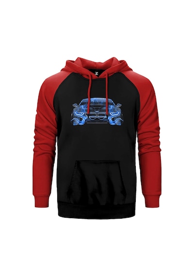 Bmw İ8 Front Fire Abstract Car Kırmızı Renk Reglan Kol Kapşonlu Sweatshirt Kırmızı