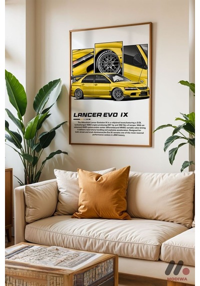 Mitsubishi Lancer Evo Ix Jdm Poster, Ahşap Çerçeveli Duvar Tablosu - Oto Severlere Özel Hediye