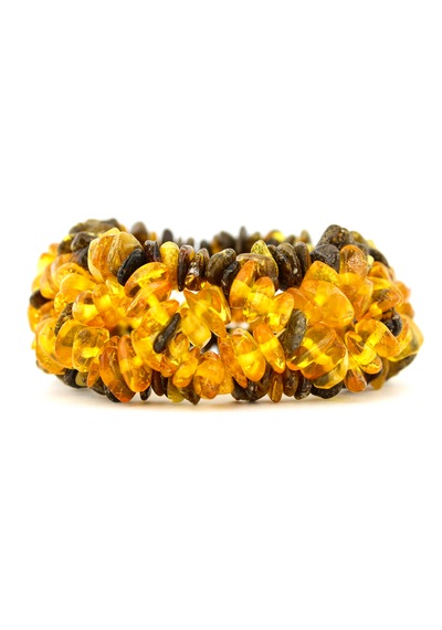 Kehribar Bileklik Amorf Tasarım Ambergold Blk23-119 Çok Renkli
