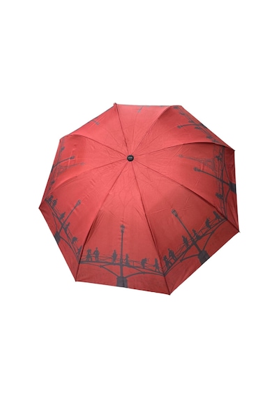 Marlux Eyfel Kulesi Desenli Bordo Yarasa Model Manuel Şemsiye 709817 Bordo