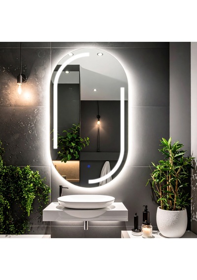 Lunare Beyaz Led'li Lazer Kumlamalı Lavabo & Banyo Aynası Dokunmatik Sensörlü 90 X 50