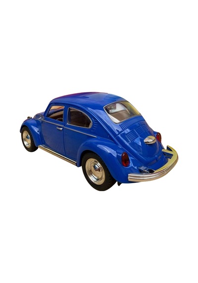 Nostaljik Beetle Vosvos Oyuncak Araba - 17 Cm Büyük Boy Sesli Işıklı Sürtmeli Mavi Model Araba Çok Renkli