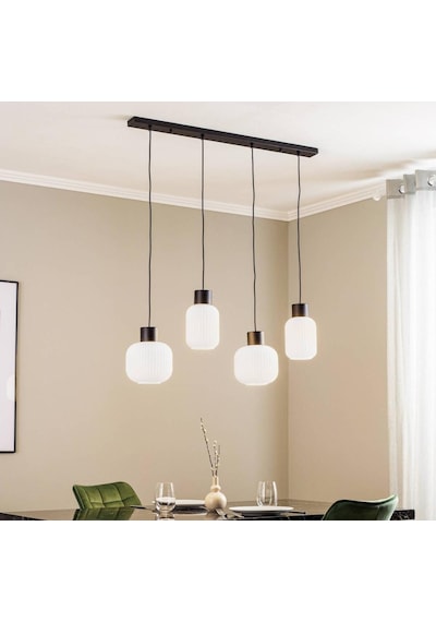 Mylights Demet Habek Masa Üstü Opla Camlı Spor Modern Avize 100 Cm Kasa Siyah