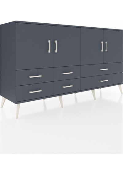 Hyperion Konsol 6 Raflı 6 Çekmeceli 4 Kapaklı 176x44x99 Antrasit- Antrasit-antrasit Hyperion Konsol 6 Raflı 6 Çekmeceli 4 Kapaklı 176x44x99 Antrasit- Antrasit-antrasit