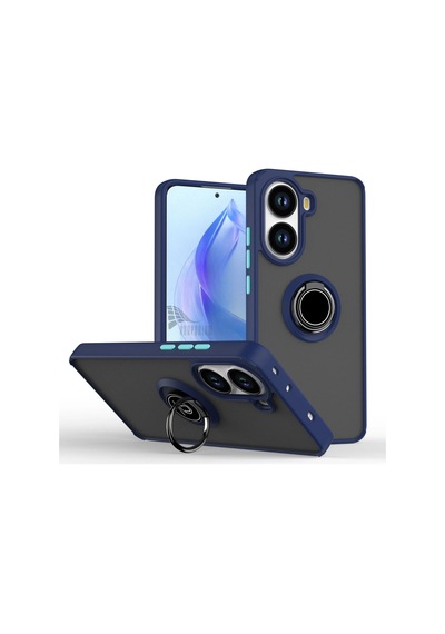 Poco X7 Pro Iron Man Edition Uyumlu Kılıf Yüzüklü Standlı Extra Koruma Silikon Kapak -lacivert Lacivert