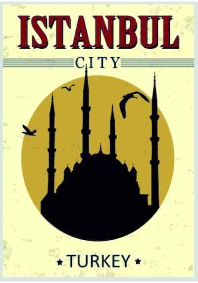 İstanbul Silüeti Temalı Ahşap Mdf Tablo Duvar Dekoru Retro Eskitme Ofis Salon Hediyelik Tablo