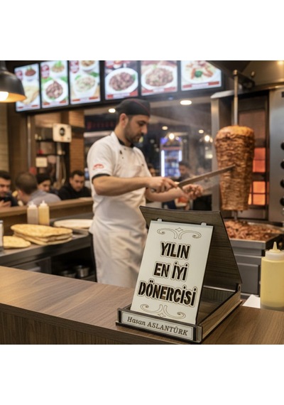Kişiye Özel Yılın En İyi Dönercisi Ahşap Plaket 9,5x13,5x2,5