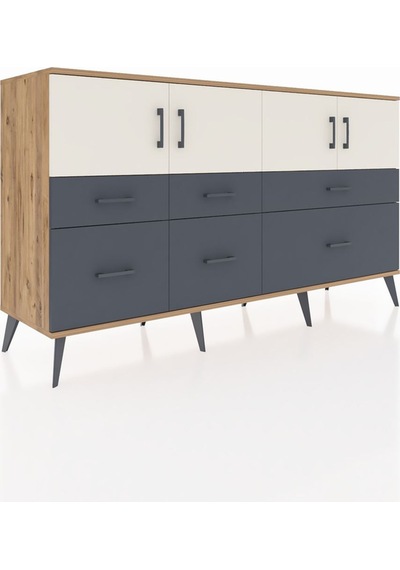 Hyperion Konsol 4 Raflı 6 Çekmeceli 4 Kapaklı 176x44x99 Çam-aytaş Çam-aytaşı/antrasit Hyperion Konsol 4 Raflı 6 Çekmeceli 4 Kapaklı 176x44x99 Çam-aytaş Çam-aytaşı/antrasit