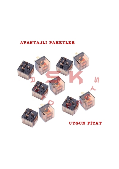 Skauto 12V Mini Şeffaf Röle 5 Uçlu 40 Amper 5'Li