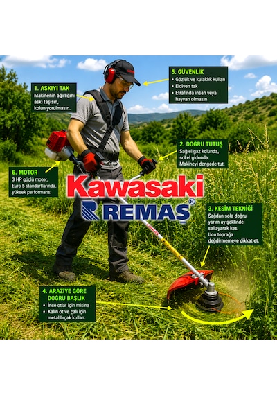 Kawasaki Lohuis Tj53e Cg522 U Yan Tip 3,0 Hp Benzinli Motorlu Tırpan