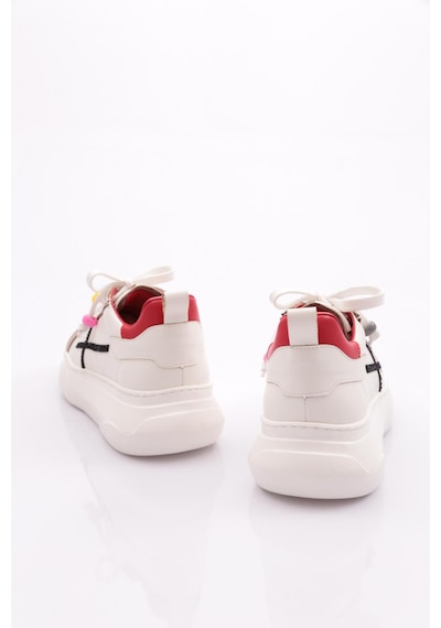 Dgn 1023 Kadin Sneaker Ayakkabi 1023-2007-R146209 Beyaz - Kırmızı