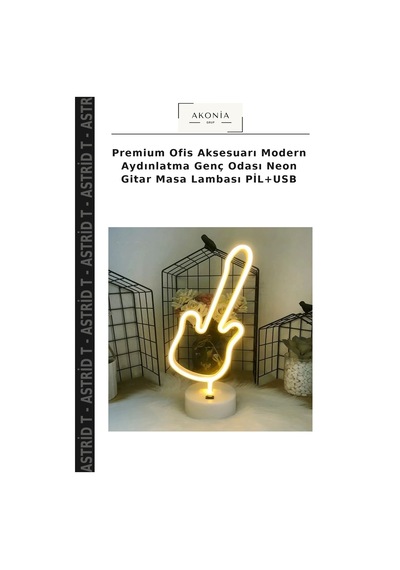 Premium Ofis Aksesuarı Modern Aydınlatma Genç Odası Neon Gitar Masa Lambası Pil+usb Renkli
