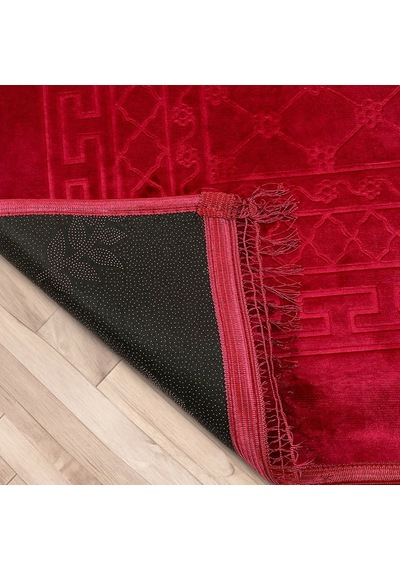Soft Yumuşak Kadife Peluş Seccade Bordo 80 X 120 Cm - 1100 Gr Çok Renkli
