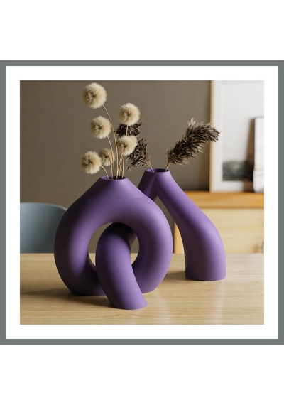 Bezos 3d Baskı Interlocking Vazo - İç İçe Geçen Dekoratif Vazo-mor Mmbz