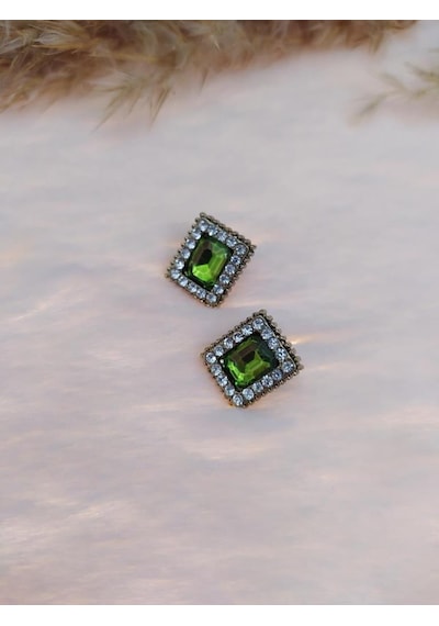 Hdmarketim Swarovski Yeşil Renkli Işıltılı Taşlı Sallantılı Küpe Çok renkli