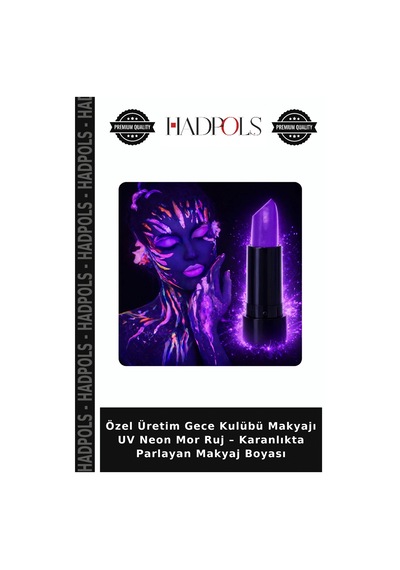 Özel Üretim Gece Kulübü Makyajı Uv Neon Mor Ruj Karanlıkta Parlayan Makyaj Boyası Belirtilmemiş