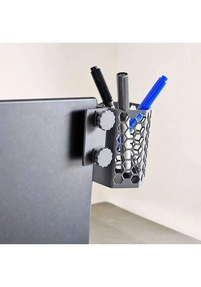 3d Baskı Monitor Kalemlik - Petek Desenli Laptop Kenar Altıgen Kalemlik-gri Diğer