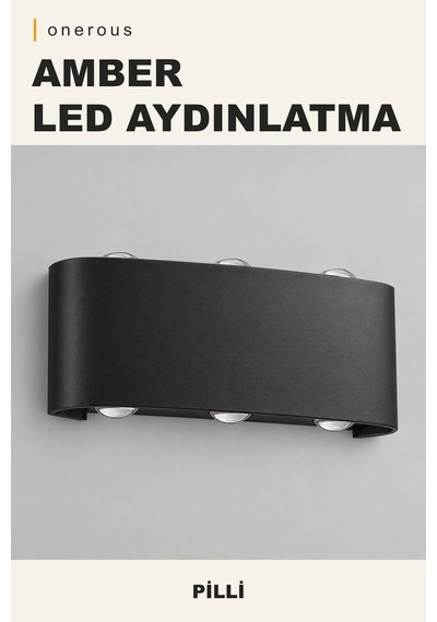 Onerous Amber Led Aplik, Pilli, Siyah Renk