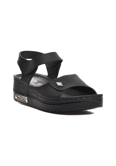 Ayakmod 07-109 Rr Siyah Kalın Taban Kadın Anatomik Sandalet 001