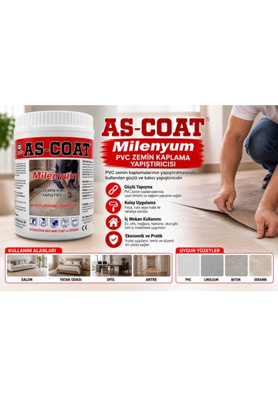 As-coat Milenyum Pvc Zemin Kaplama Yapıştırıcısı Net 1 Kg