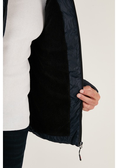 Buratti Peluş Astarlı Kapüşonlu Fermuarlı Slim Fit Şişme Erkek Mont 5762010 Lacivert