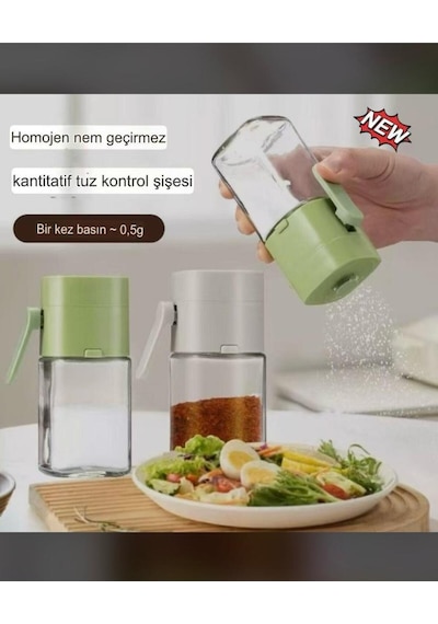 Tuşlu Basmalı Tuzluk , Homojen Nem Geçirmez Kantitatif Tuz Kontrol Şişesi Cam Krem Diğer