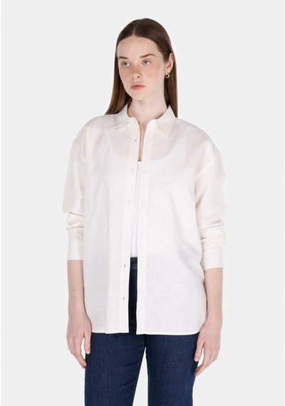 Colin's Colins Relaxed Fit Shirt Neck Düz Kadın Beyaz Uzun Kol Gömlek Cl1068538 Q1.v1 Wht Beyaz