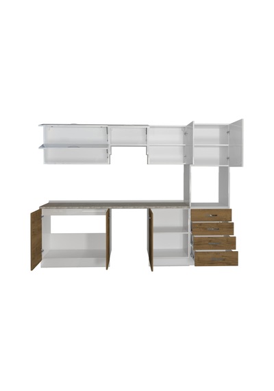 Decoraktiv Elite 280yq Ankastre Boy Dolaplı Mdf Hazır Mutfak Dolabı - Tezgah Dahil - Pera - Beyaz Beyaz - Meşe