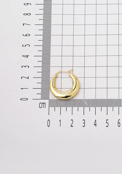14 Ayar Altın Hilal Halka Küpe - Modern Tasarım Şık Model Sarı Altın