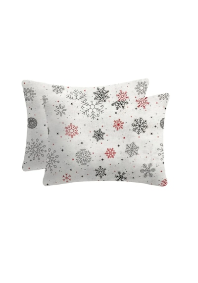 Flanel Pazen Fermuarlı Bebek Yastık Kılıfı 35x45 2 Adet Beyaz - Kırmızı