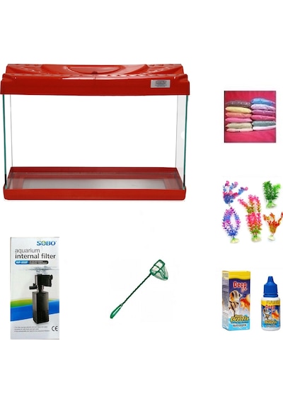 Kanki Pet 3518 Akvaryum Hazır Set Kırmızı 35 CM
