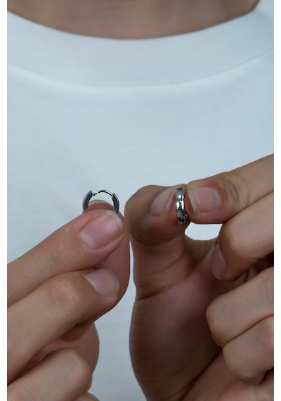 Ince 2,5 MM Bombeli Halka Unisex Erkek Çelik Küpe 3 Renk Mse6