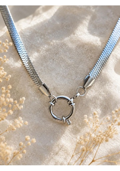 Cm Jewelry Çelik İtalyan Zincir Gümüş Renk Uzun Kolye
