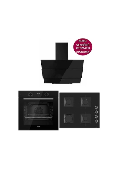 Ferre Black Plus Serisi QBL63CS-SS205-SMRCW600 3lü Cam Ankastre Set Ferre Black Plus Serisi QBL63CS-SS205-SMRCW600 3lü Cam Ankastre Set