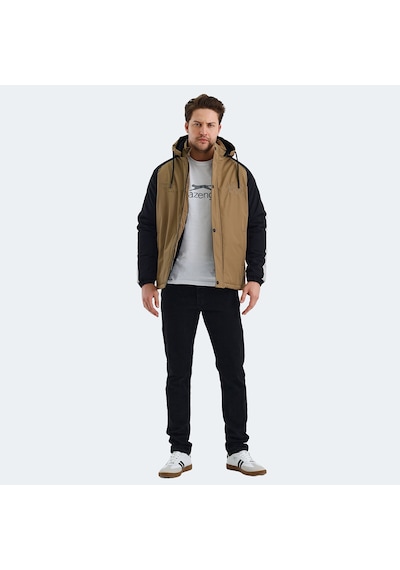 Slazenger HINOX Erkek Kapüşonlu Bej Mont & Kaban