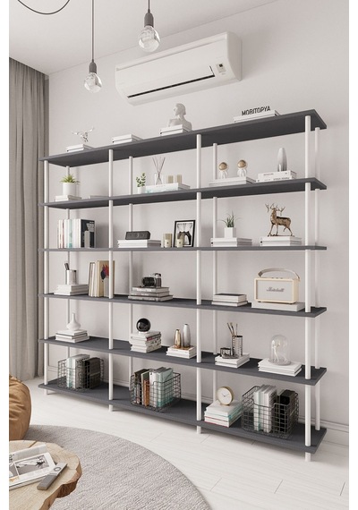 Çevir Kur 200 Cm Antrasit Kitaplık Bd 200 177 29 Cm Antrasit