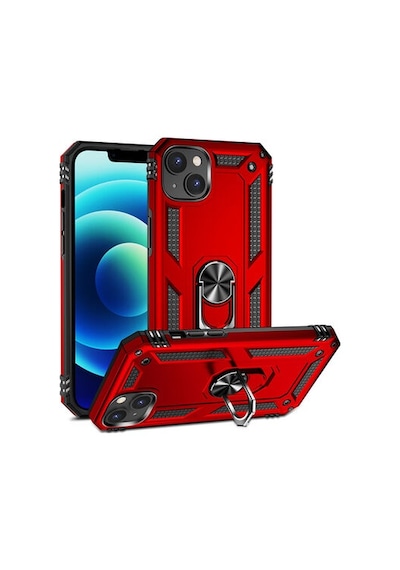 Apple Uyumlu iPhone 14 Plus Kılıf Tam Koruma Çift Katmanlı İbiza Sert Silikon Kapak Kirmizi
