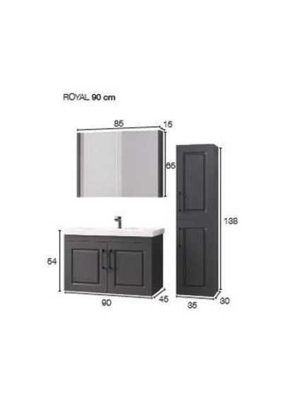 Denko Royal 90 Cm Antrasit Gri Banyo Dolabı Takımı Ve Boy Dolabı Denko Royal 90 Cm Antrasit Gri Banyo Dolabı Takımı Ve Boy Dolabı
