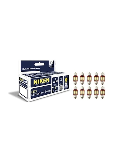 Nıken 31mm Sofit Led Miniature Ampul12-24v, Araç Tavan, İç Aydınlatma İçin, 10'lu Paket