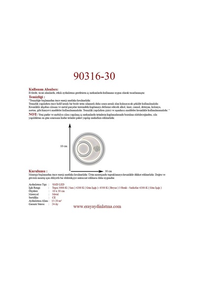 Eray Aydınlatma 90316-30 Plofonyer Led Avize Beyaz